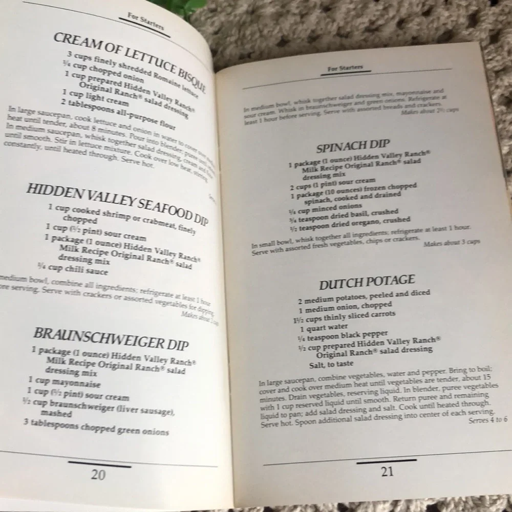 1992 Hidden Valley Ranch Easy Cooking Recipe Book